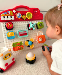 WOOPIE BABY Montessori manipuliacinė lenta – spalvingas veiklų skydelis