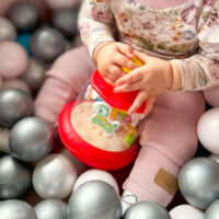 WOOPIE BABY spalvingų arkliukų raudona besisukanti karuselė (vilkelis)