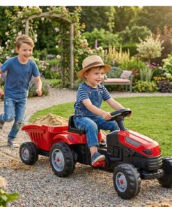 WOOPIE Farmer GoTrac MAXI pedalinis traktorius su tyliais ratukais priekaboje
