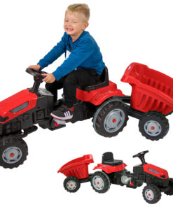 WOOPIE Farmer GoTrac MAXI pedalinis traktorius su tyliais ratukais priekaboje
