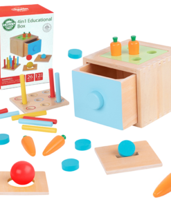 WOOPIE GREEN medinė edukacinė 4-in-1 Montessori rūšiavimo dėžutė „Morkų žaidimas“