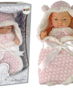 „Sweet Baby“ pupelės tipo lėlė su rožiniu kokonėliu ir kaspinėliu – 24 cm