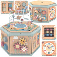 „TOOKY TOY“ interaktyvi medinė Montessori šešiakampė atidaroma dėžė