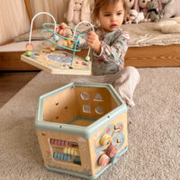 „TOOKY TOY“ interaktyvi medinė Montessori šešiakampė atidaroma dėžė