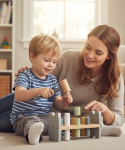 „VIGA PolarB“ medinis pingvino kalimo žaislas – Montessori plaktuko žaidimas