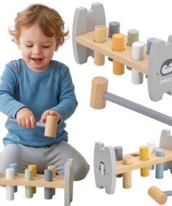 „VIGA PolarB“ medinis pingvino kalimo žaislas – Montessori plaktuko žaidimas