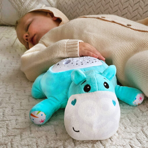 „WOOPIE BABY“ 2-in-1 projektorius ir migdukas – pliušinis hipopotamas