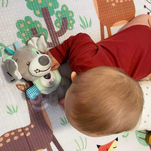 „WOOPIE BABY“ interaktyvus pliušinis žaislas kūdikiams su šviesa ir garsu – miegantis šuniukas