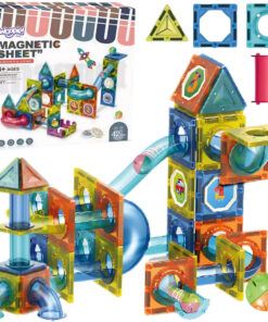 „WOOPIE“ magnetinių 3D konstravimo kaladėlių edukacinis rinkinys – kamuoliukų trasa (42 vnt.)