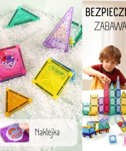 „WOOPIE“ magnetinių 3D konstrukcinių kaladėlių edukacinis rinkinys – pilis ir transporto priemonės (110 vnt.)