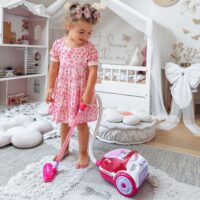 „WOOPIE“ vaikiškas dulkių siurblys su siurbimo funkcija (rožinis)