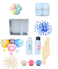 28 dalių DIY kačiuko letenėlės squishy rinkinys