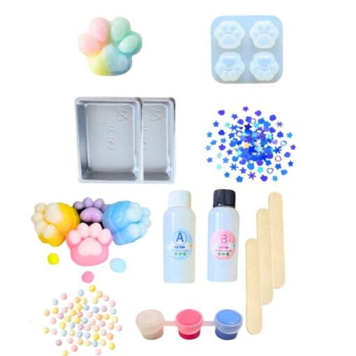 28 dalių DIY kačiuko letenėlės squishy rinkinys