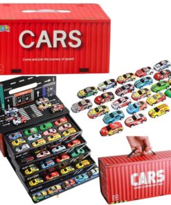 48 mini traukos automobilių rinkinys lagamine