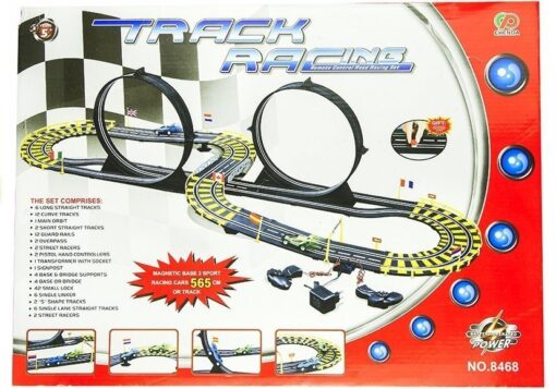 565 cm lenktynių trasa su 2 automobiliais