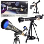 Astronominis teleskopas 50×115 mm su aliuminio trikoju ir priedais