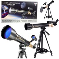 Astronominis teleskopas 50×115 mm su aliuminio trikoju ir priedais