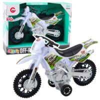 Baltas bekelės žaislinis motociklas su šviesomis
