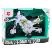 Baltas bekelės žaislinis motociklas su šviesomis