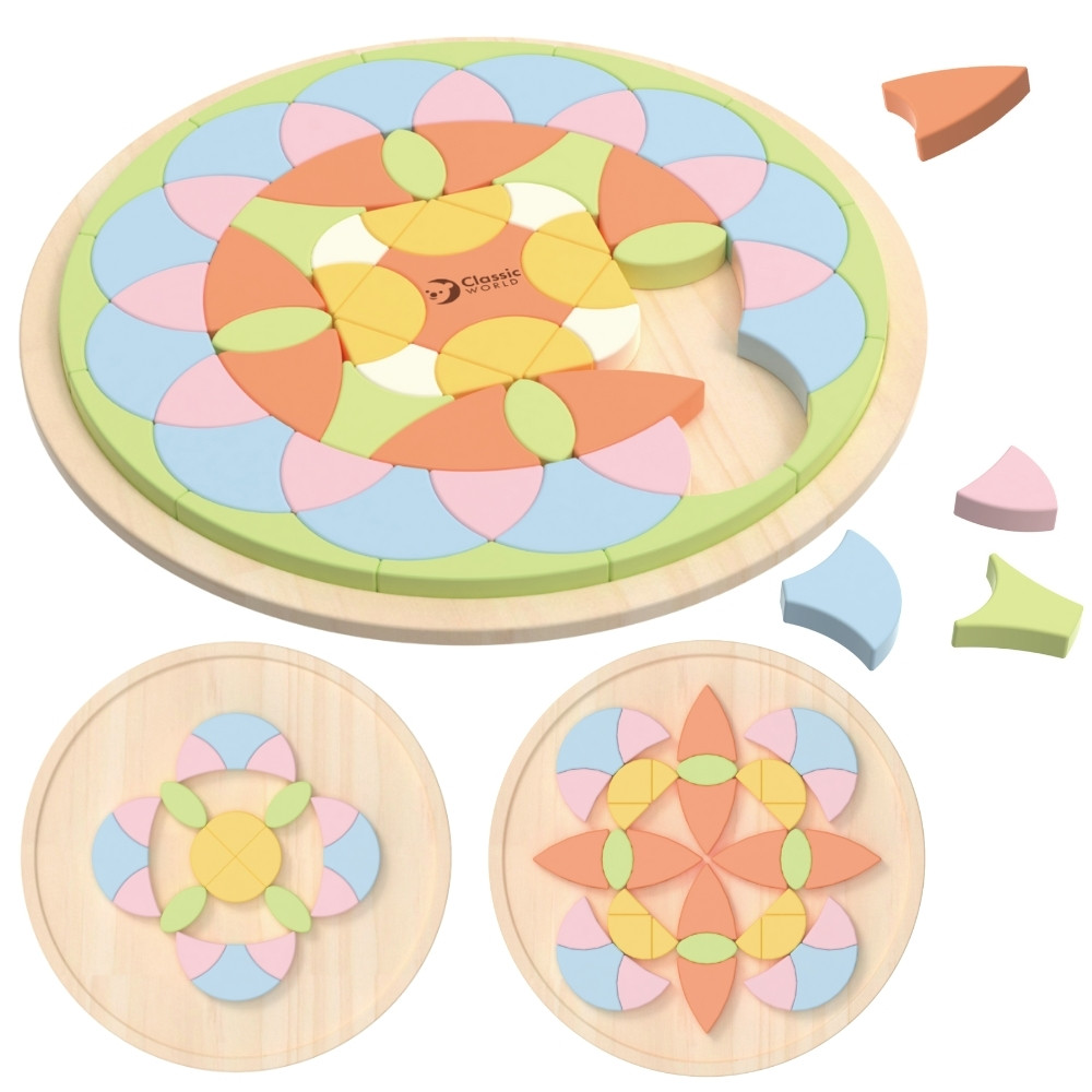 Classic World pastelsetes toonides Montessori mandala &ndash; lillemosaiikpusle lastele