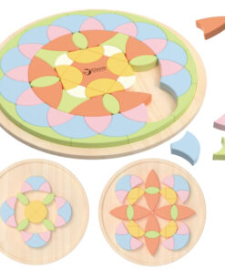 CLASSIC WORLD pastelinių spalvų Montessori mandala – gėlių mozaikos dėlionė vaikams