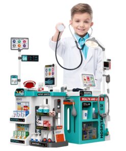 Didelis 77 dalių gydytojo rinkinys su medicininiu stalu