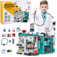 Didelis 77 dalių gydytojo rinkinys su medicininiu stalu