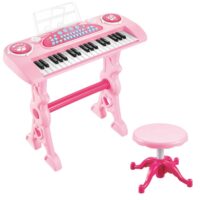 Elektroninis pianinas vaikams 37 klavišai rožinis