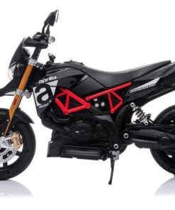 Juodas elektrinis motociklas Aprilia vaikams