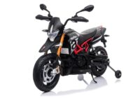 Juodas elektrinis motociklas Aprilia vaikams