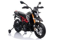 Juodas elektrinis motociklas Aprilia vaikams