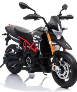 Juodas elektrinis motociklas Aprilia vaikams