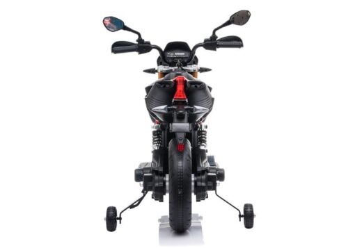Juodas elektrinis motociklas Aprilia vaikams