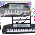 Juodas vaikiškas elektrinis pianinas su 37 klavišais