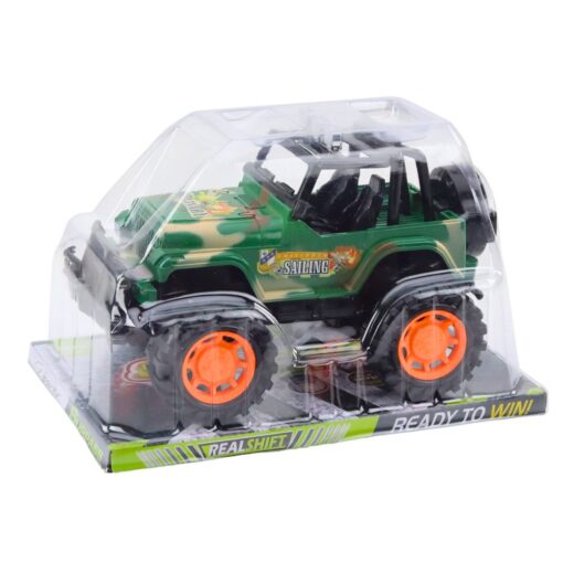 Karinis žalias off-road visureigis vaikams