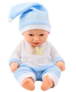 Kūdikio lėlė mėlyna pižama 24 cm