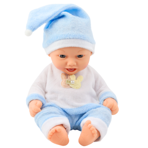 Kūdikio lėlė mėlyna pižama 24 cm
