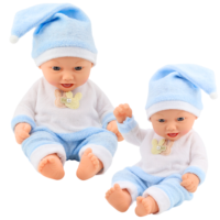 Kūdikio lėlė mėlyna pižama 24 cm