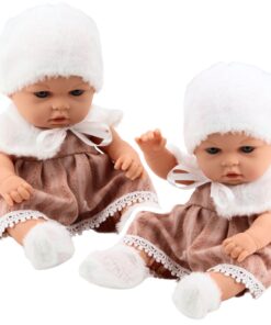 Kūdikio lėlė smėlio suknele 29 cm