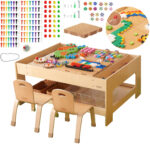 MASTERKIDZ medinis edukacinis stalas + STEM sienos priedai + 563 kaladėlės