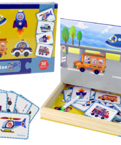 Magnetinė dėlionė knygoje „Transportas“ – 56 detalės