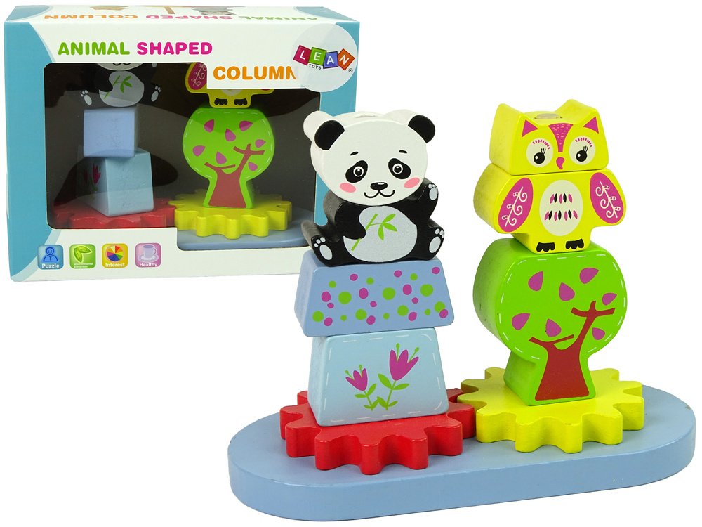 Puidust loomade sorteerija "&Ouml;&ouml;kull ja panda"