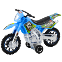 Mėlynas bekelės žaislinis motociklas su šviesomis