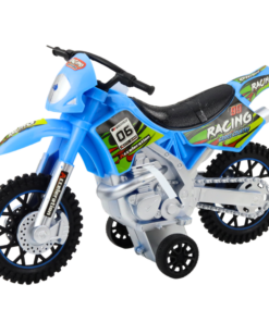Mėlynas bekelės žaislinis motociklas su šviesomis