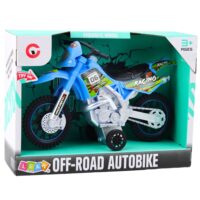 Mėlynas bekelės žaislinis motociklas su šviesomis