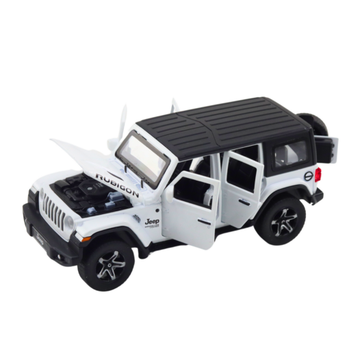 Metalinis baltas off-road automobilis su kemperiu 1:32