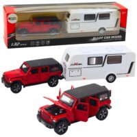 Metalinis raudonas off-road automobilis su kemperiu 1:32