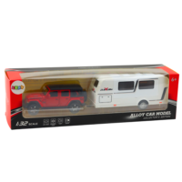 Metalinis raudonas off-road automobilis su kemperiu 1:32
