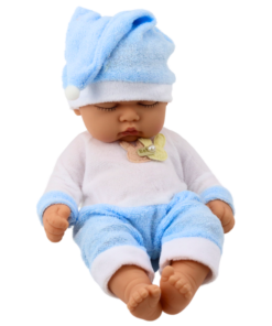 Mieganti kūdikio lėlė mėlyna pižama 24 cm