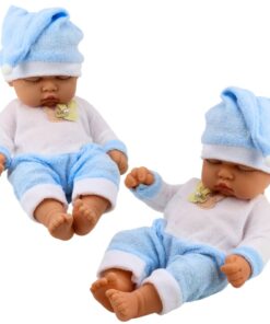 Mieganti kūdikio lėlė mėlyna pižama 24 cm